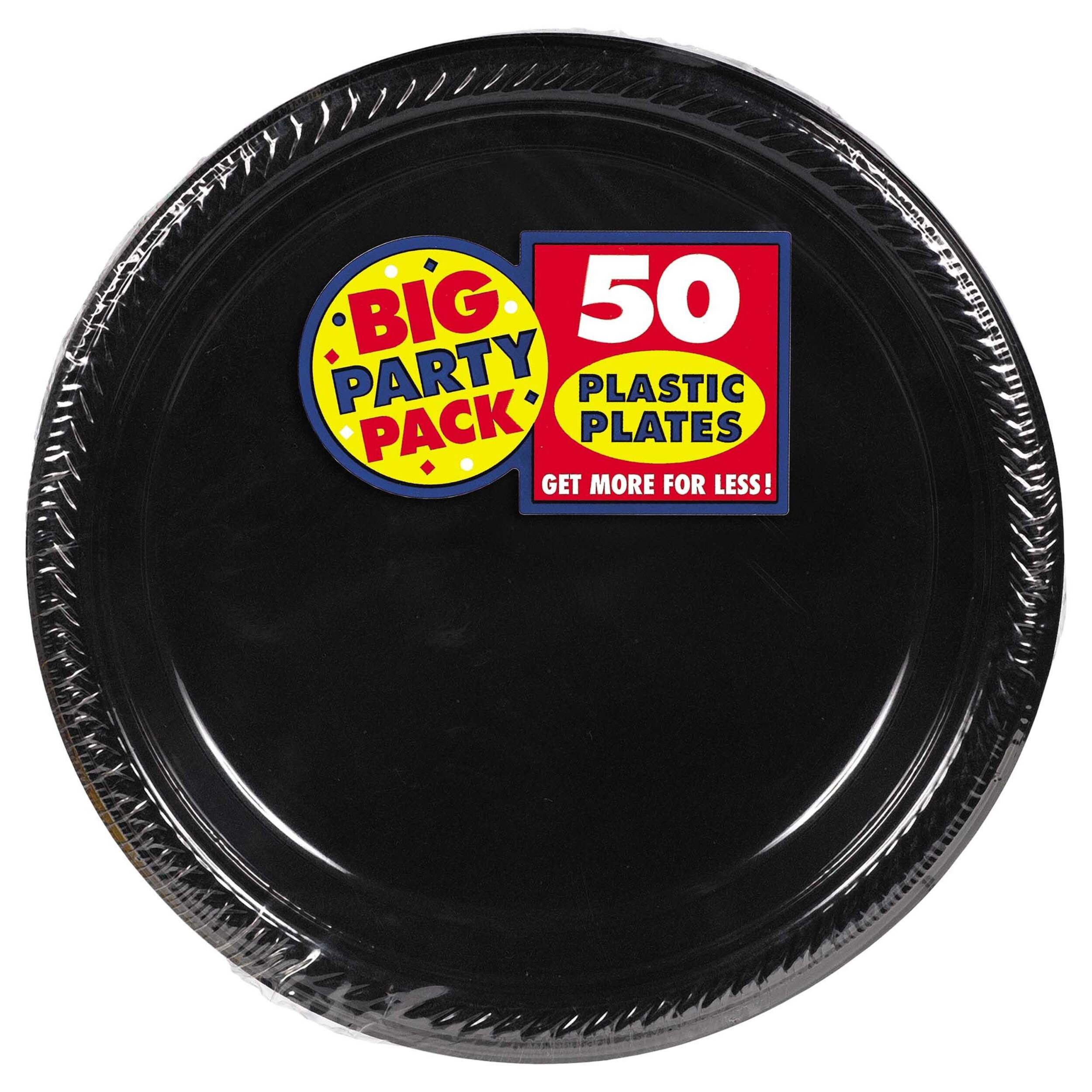 Big Party Pack Round Plastic Reusable Dinner Plates,10-in, 50-pk - Image 3