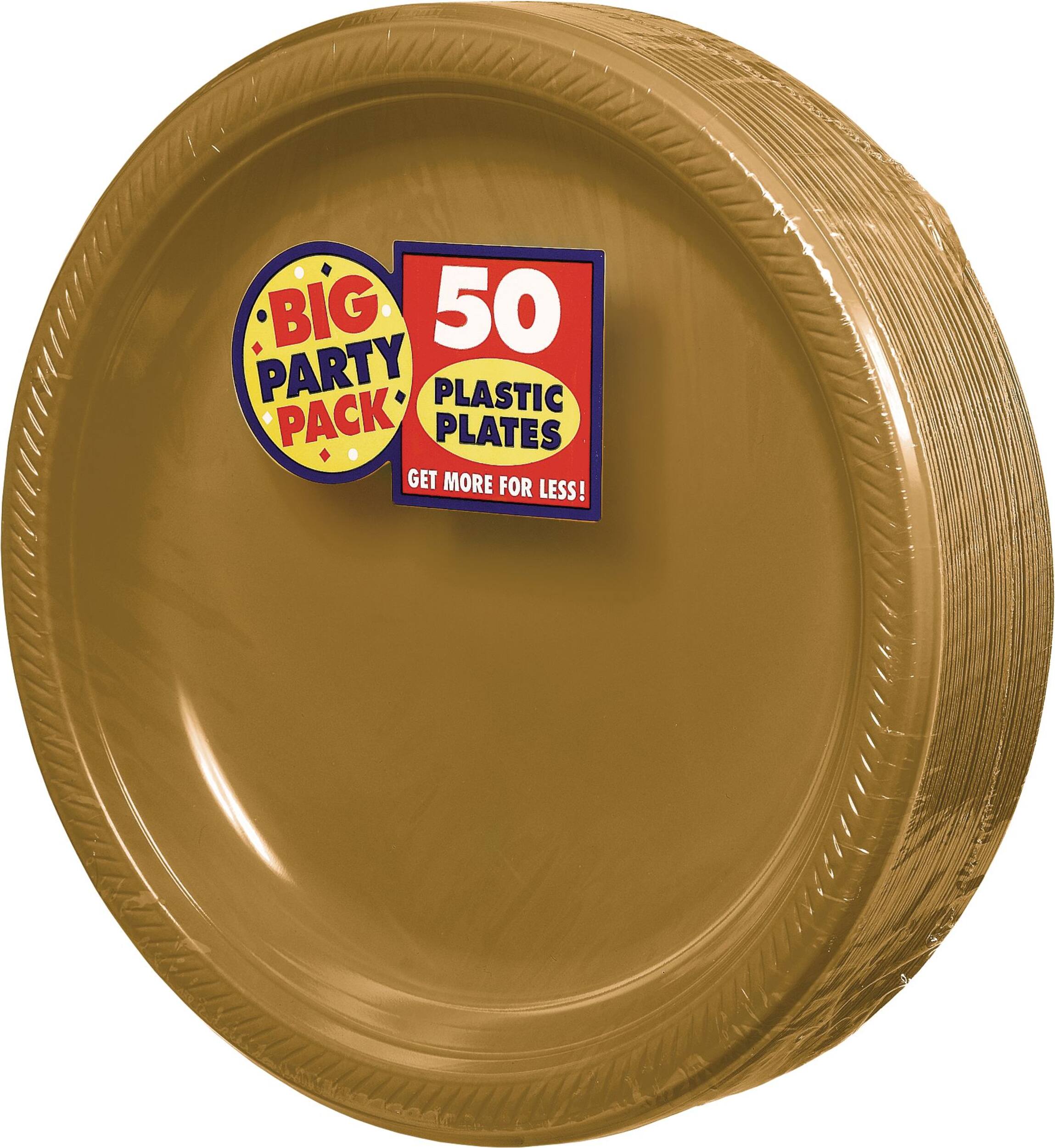 Big Party Pack Round Plastic Reusable Dinner Plates,10-in, 50-pk - Image 2
